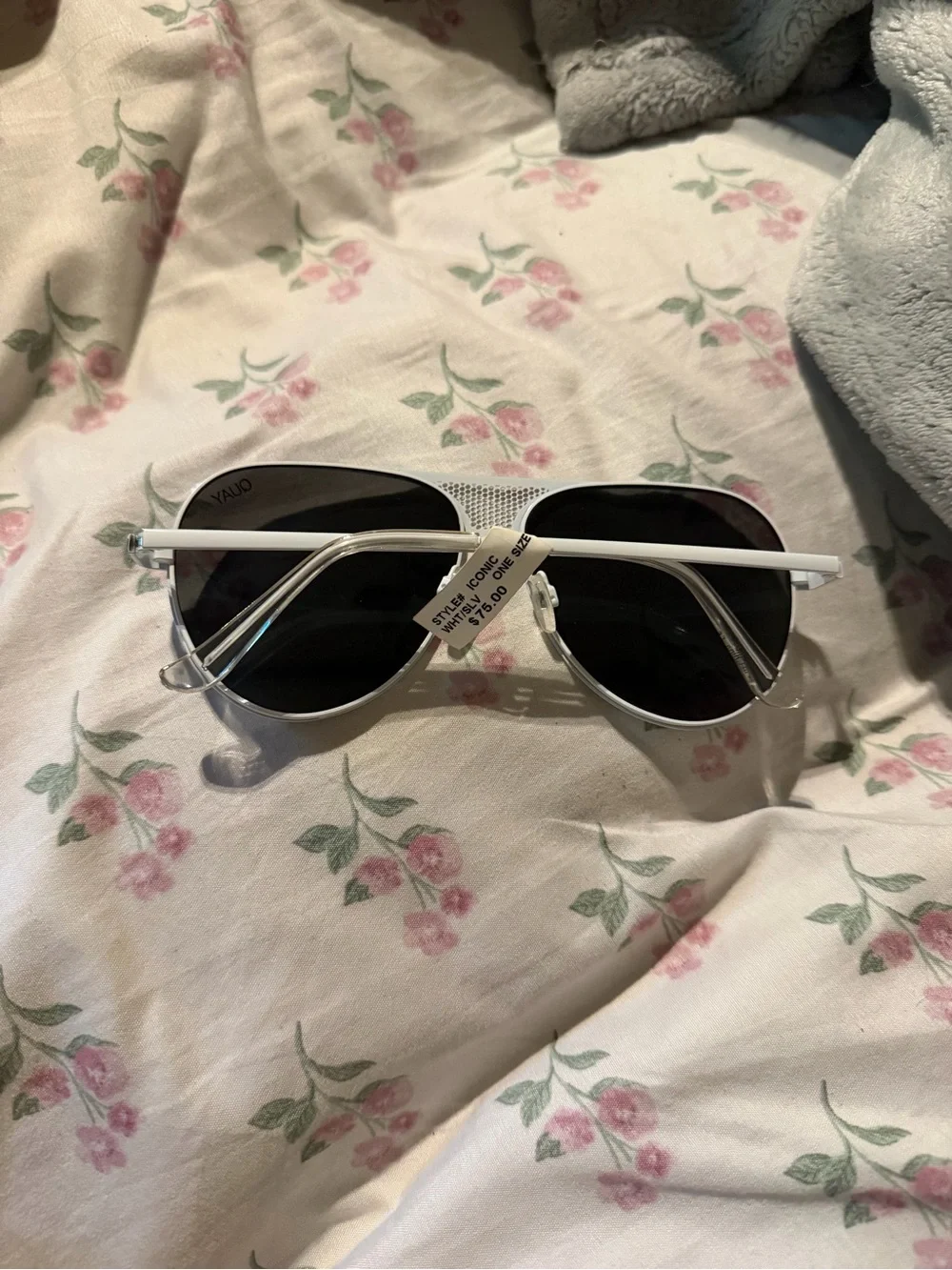 Quay Australia White Frame Aviator Sunglasses with Silver Reflective Lenses